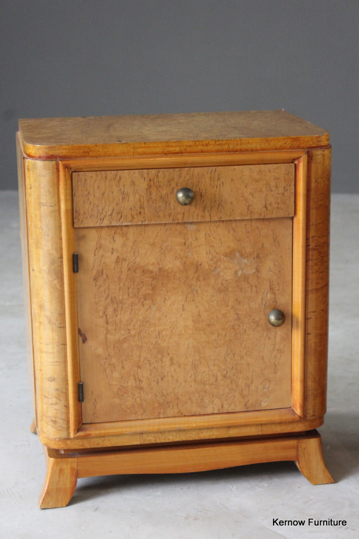 Pair French Style Burr Maple Bedside Cabinets - Kernow Furniture