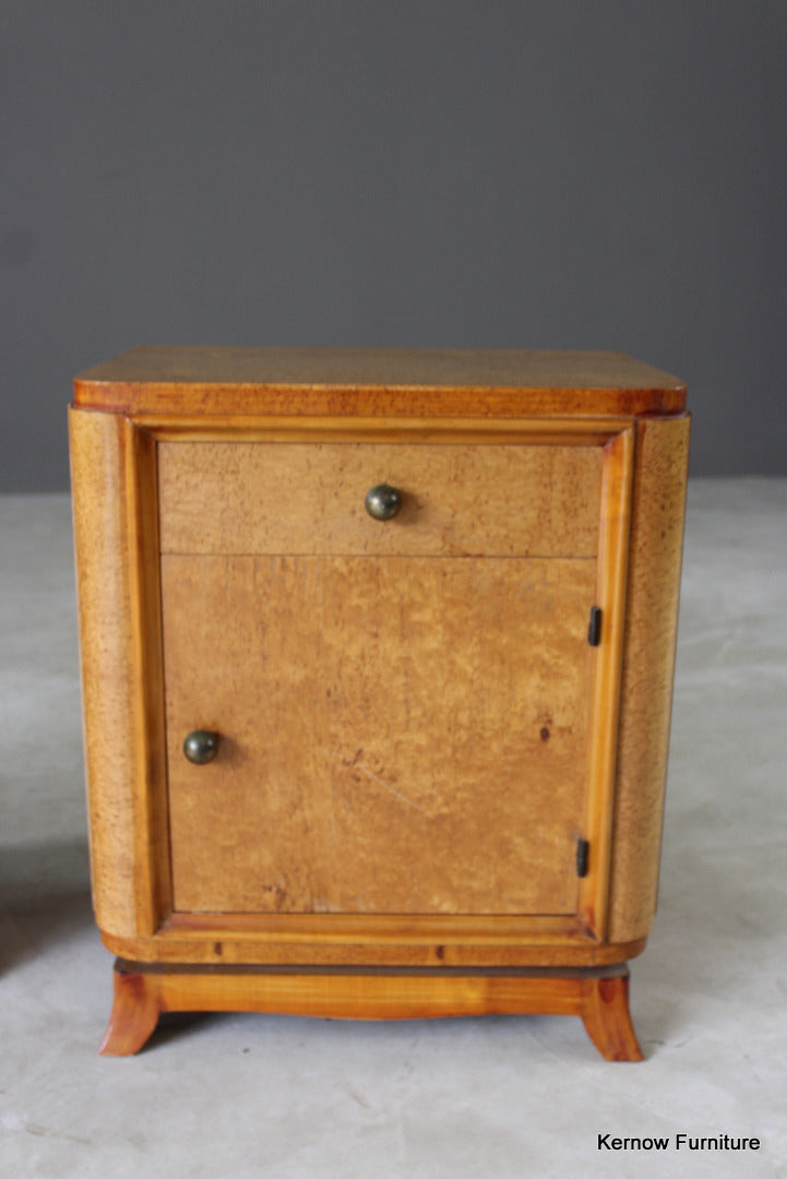 Pair French Style Burr Maple Bedside Cabinets - Kernow Furniture