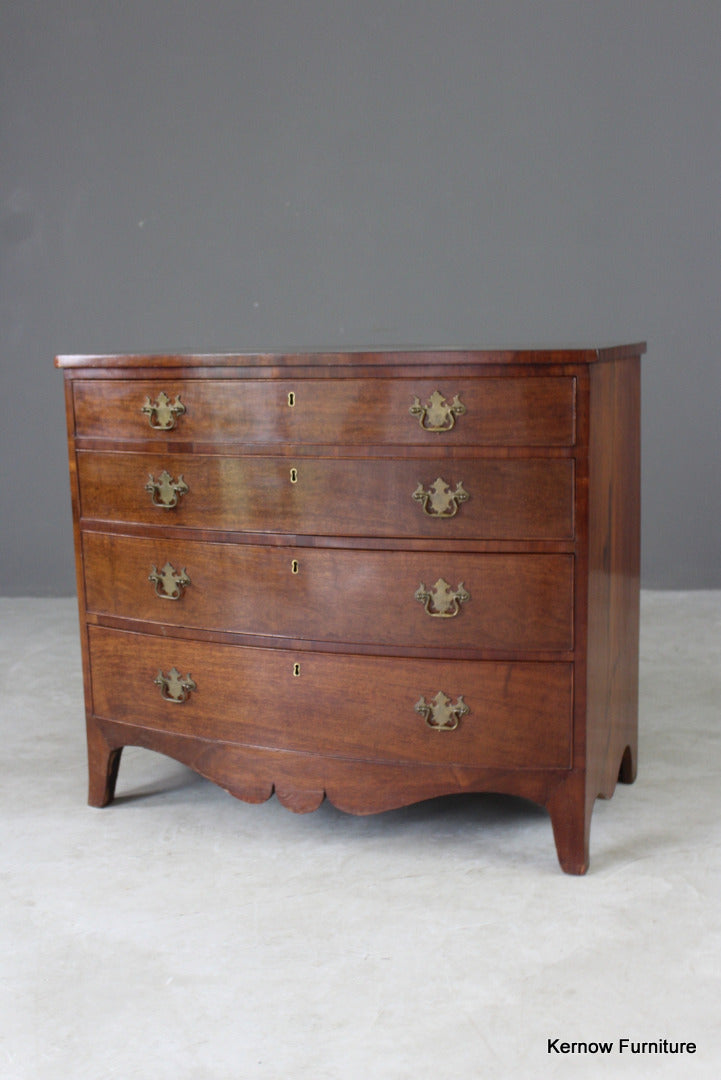 19th Century Mahogany Bow Front Chest of Drawers - Kernow Furniture