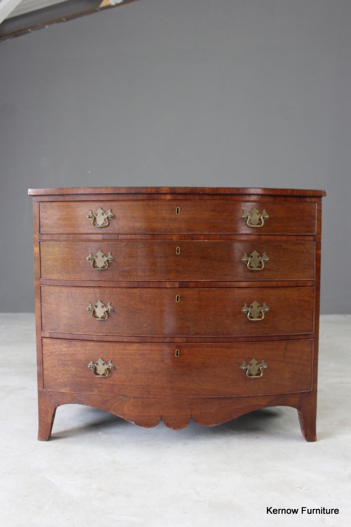 19th Century Mahogany Bow Front Chest of Drawers - Kernow Furniture