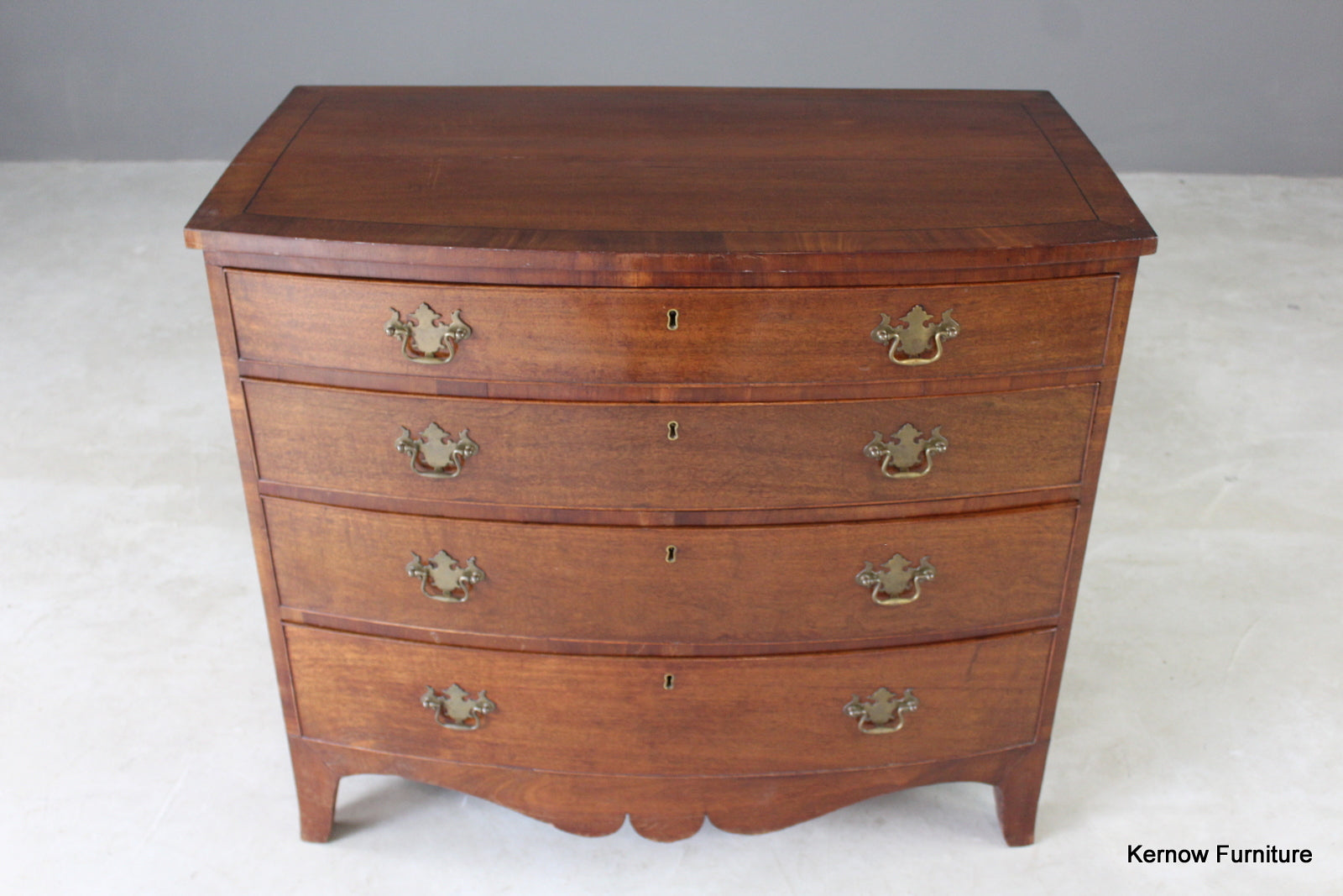 19th Century Mahogany Bow Front Chest of Drawers - Kernow Furniture