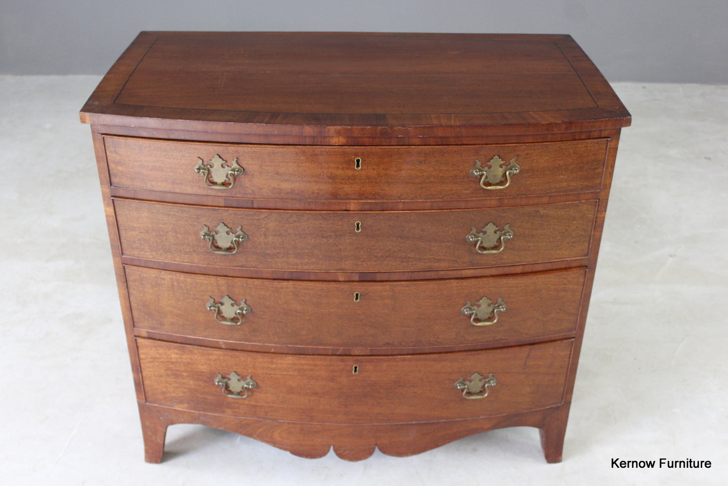 19th Century Mahogany Bow Front Chest of Drawers - Kernow Furniture