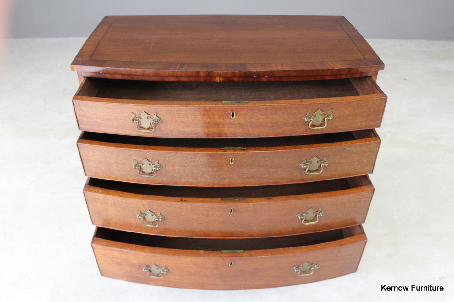 19th Century Mahogany Bow Front Chest of Drawers - Kernow Furniture