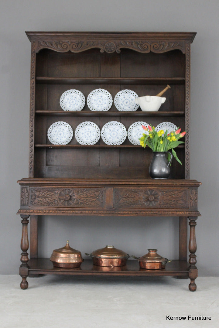 Victorian Style Dark Oak Dresser - Kernow Furniture