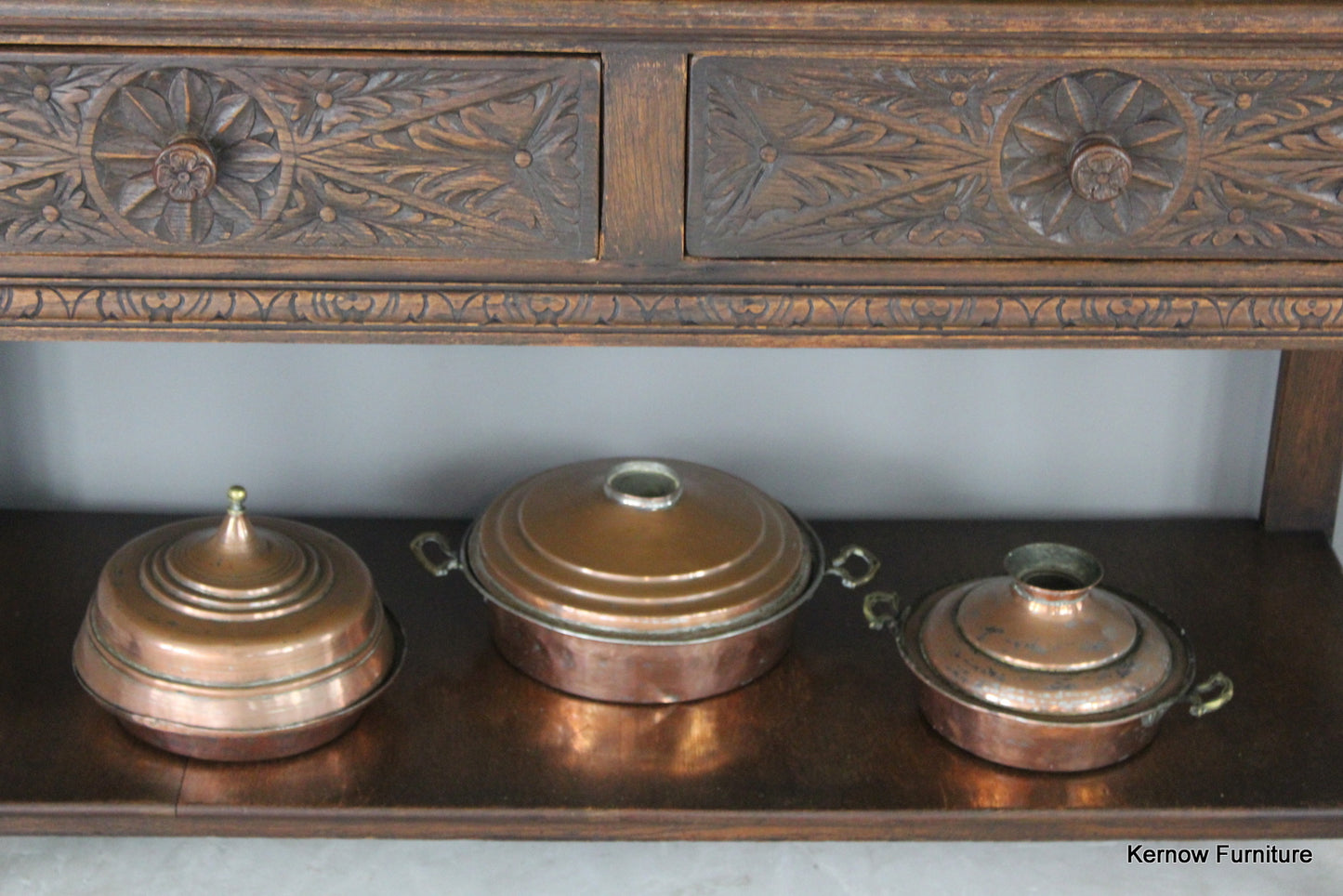 Victorian Style Dark Oak Dresser - Kernow Furniture