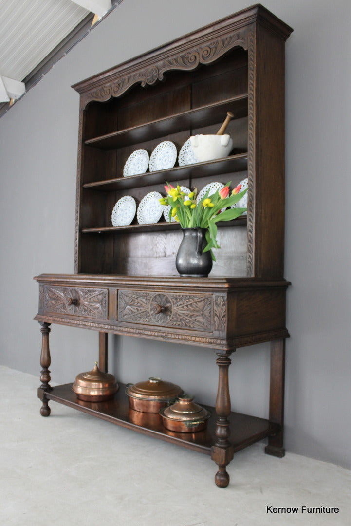 Victorian Style Dark Oak Dresser - Kernow Furniture