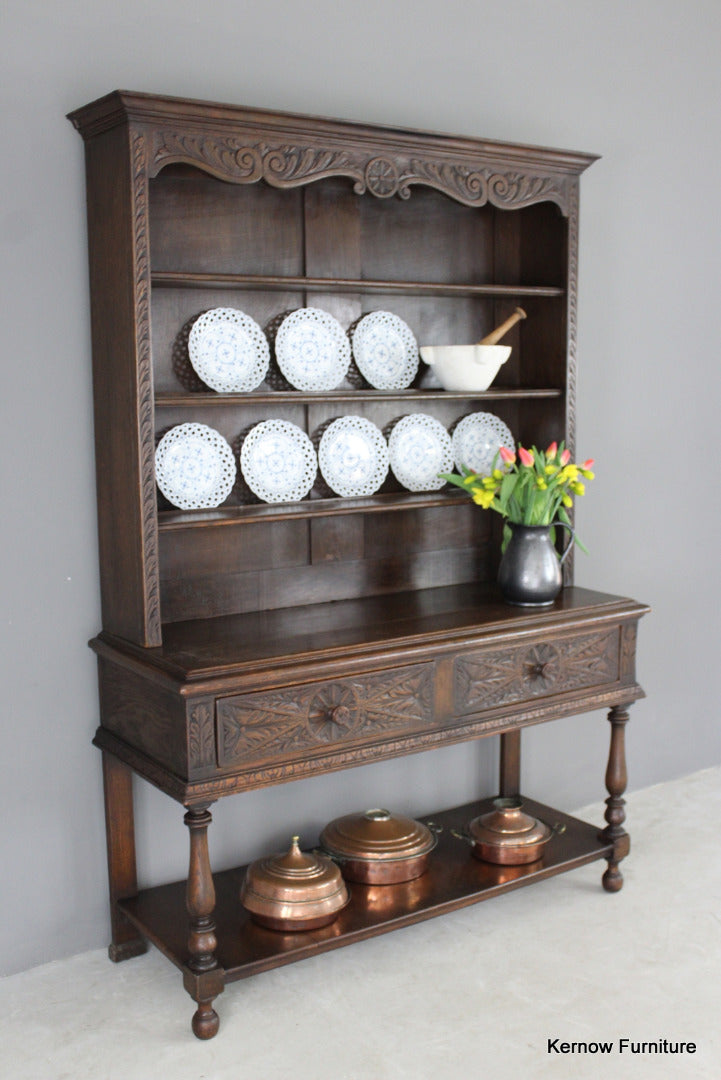 Victorian Style Dark Oak Dresser - Kernow Furniture