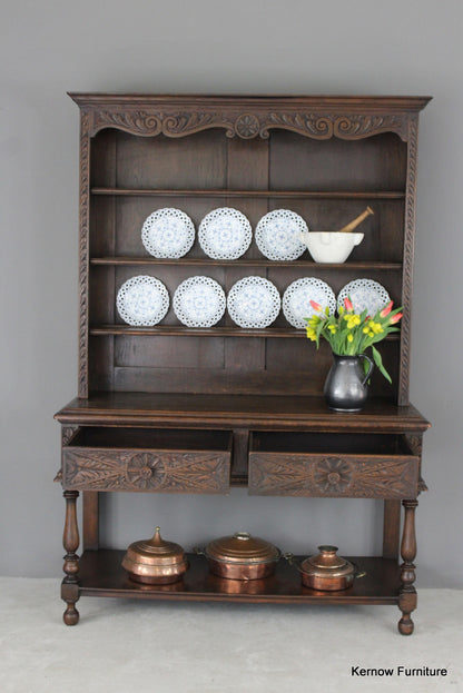 Victorian Style Dark Oak Dresser - Kernow Furniture