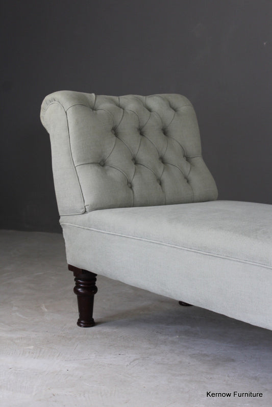 Antique Grey Linen Chaise Longue - Kernow Furniture