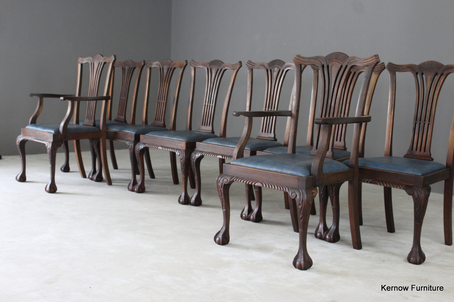 Set 8 Chippendale Style Dining Chairs - Kernow Furniture