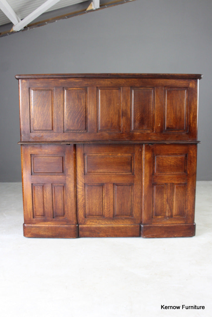 Antique Oak Tambour Roll Top Desk - Kernow Furniture