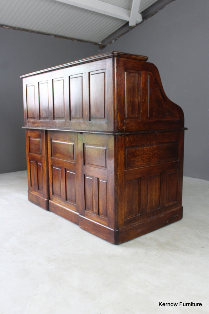 Antique Oak Tambour Roll Top Desk - Kernow Furniture