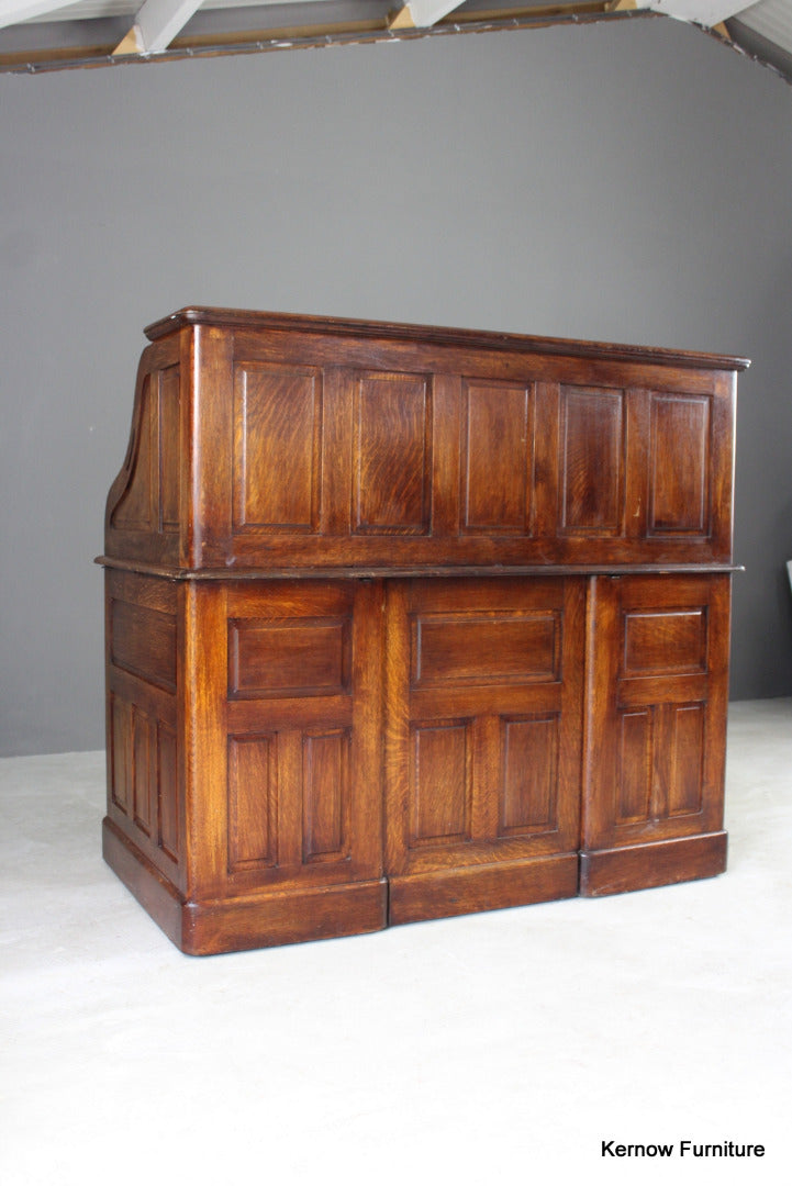 Antique Oak Tambour Roll Top Desk - Kernow Furniture