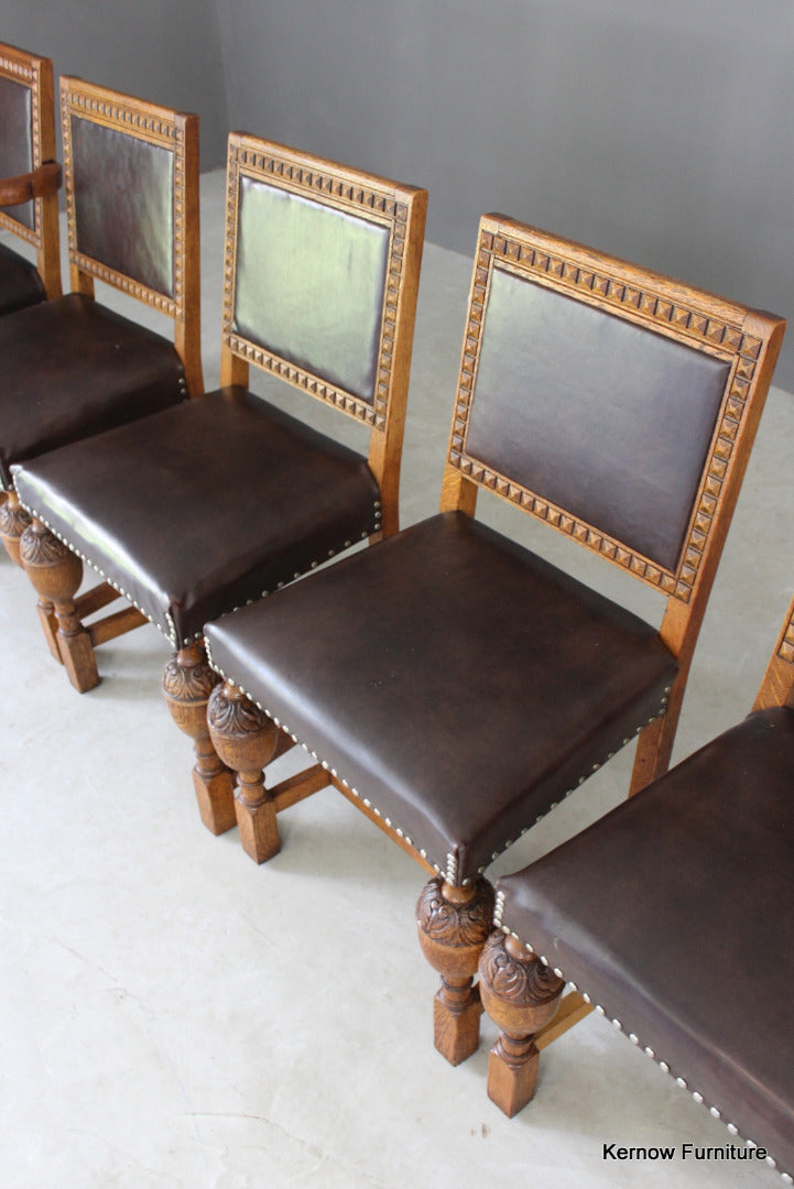 Set 6 1930s Oak Dining Chairs - Kernow Furniture