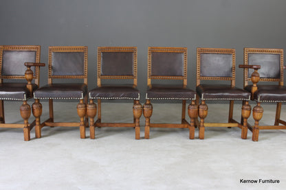 Set 6 1930s Oak Dining Chairs - Kernow Furniture