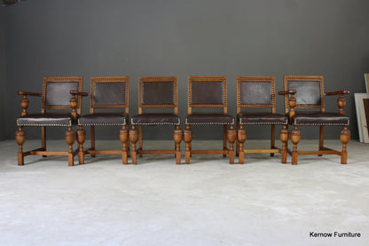 Set 6 1930s Oak Dining Chairs - Kernow Furniture