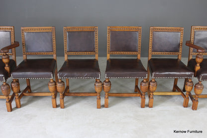 Set 6 1930s Oak Dining Chairs - Kernow Furniture