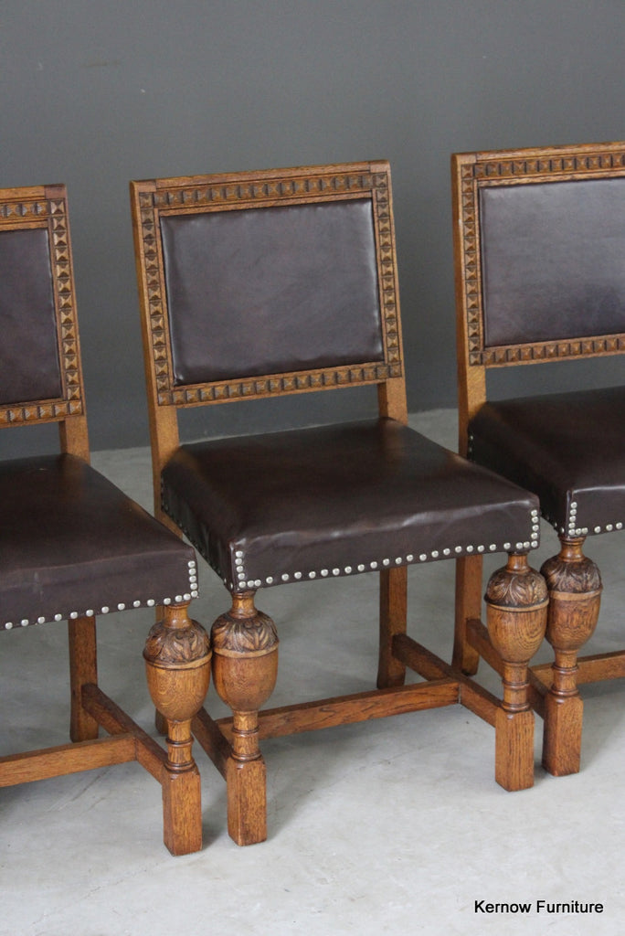 Set 6 1930s Oak Dining Chairs - Kernow Furniture
