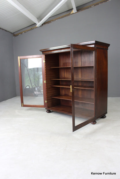 Antique Mahogany Glazed Bookcase - Kernow Furniture