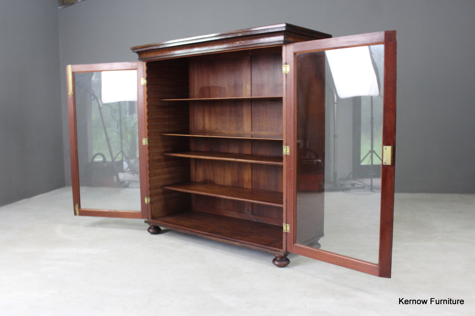 Antique Mahogany Glazed Bookcase - Kernow Furniture