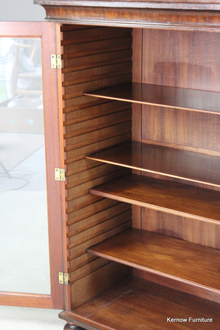 Antique Mahogany Glazed Bookcase - Kernow Furniture