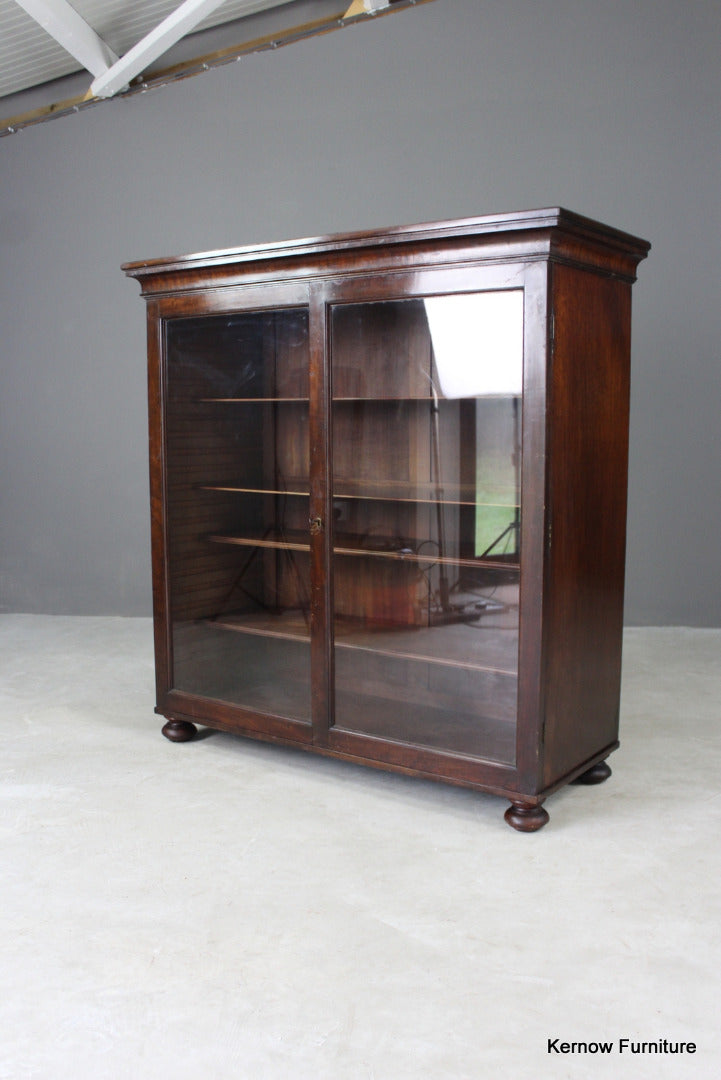 Antique Mahogany Glazed Bookcase - Kernow Furniture