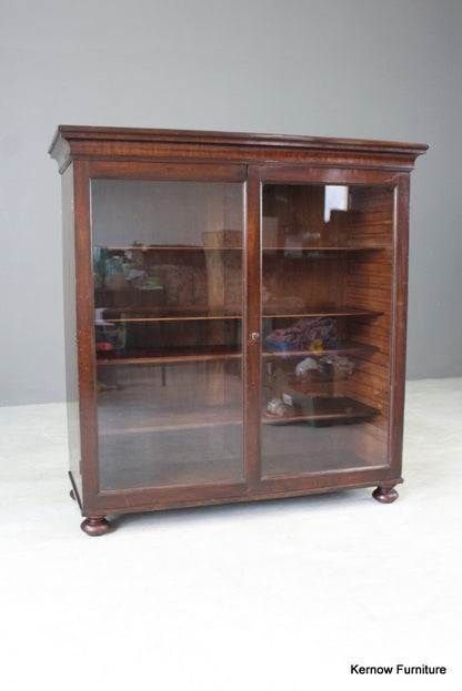 Antique Mahogany Glazed Bookcase - Kernow Furniture