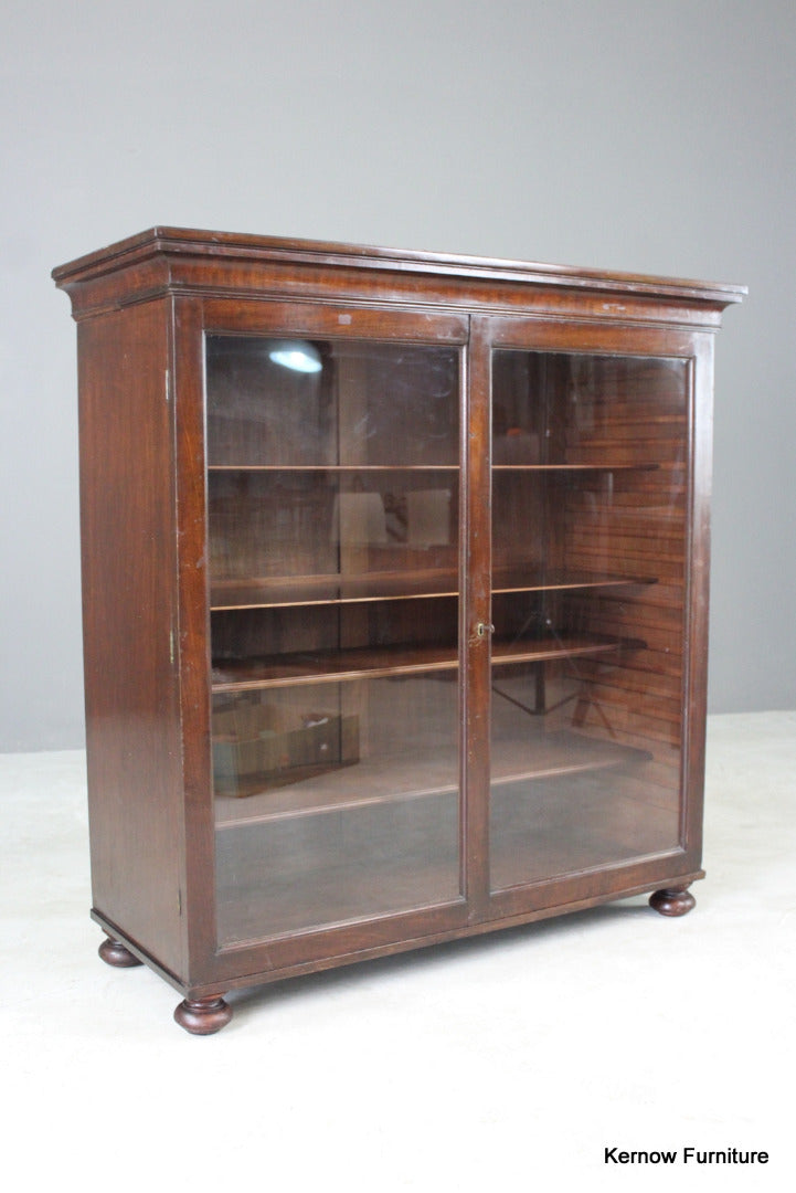 Antique Mahogany Glazed Bookcase - Kernow Furniture