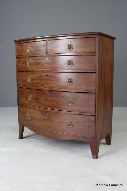 Antique Bow Front Chest of Drawers - Kernow Furniture