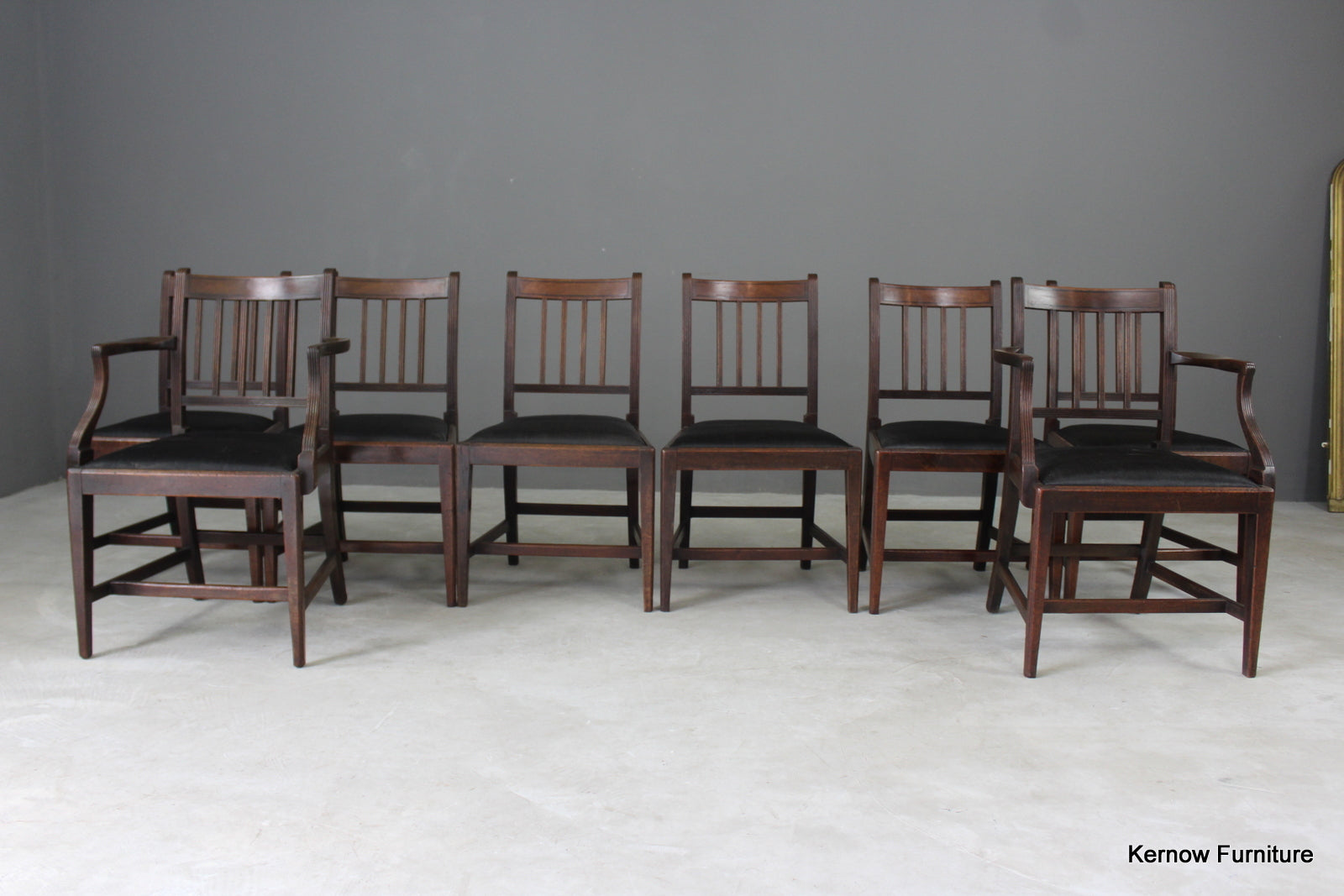 Set 8 Georgian Style Mahogany Dining Chairs - Kernow Furniture