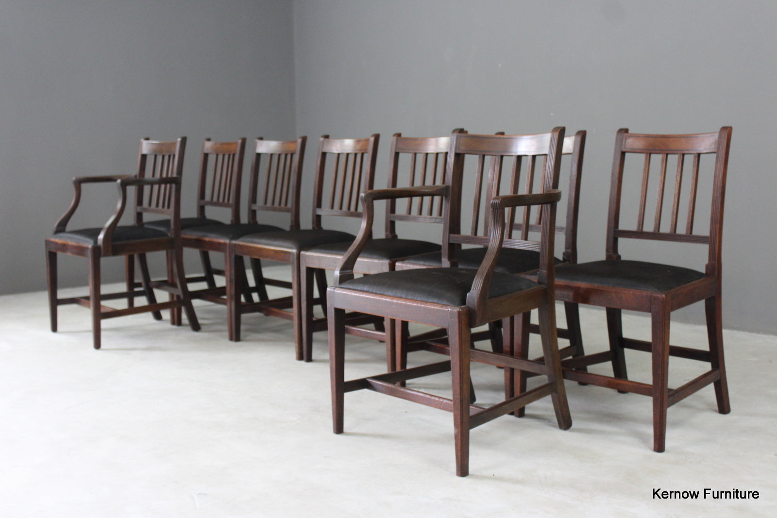 Set 8 Georgian Style Mahogany Dining Chairs - Kernow Furniture