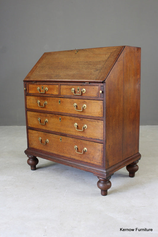 Antique Oak Writing Bureau - Kernow Furniture