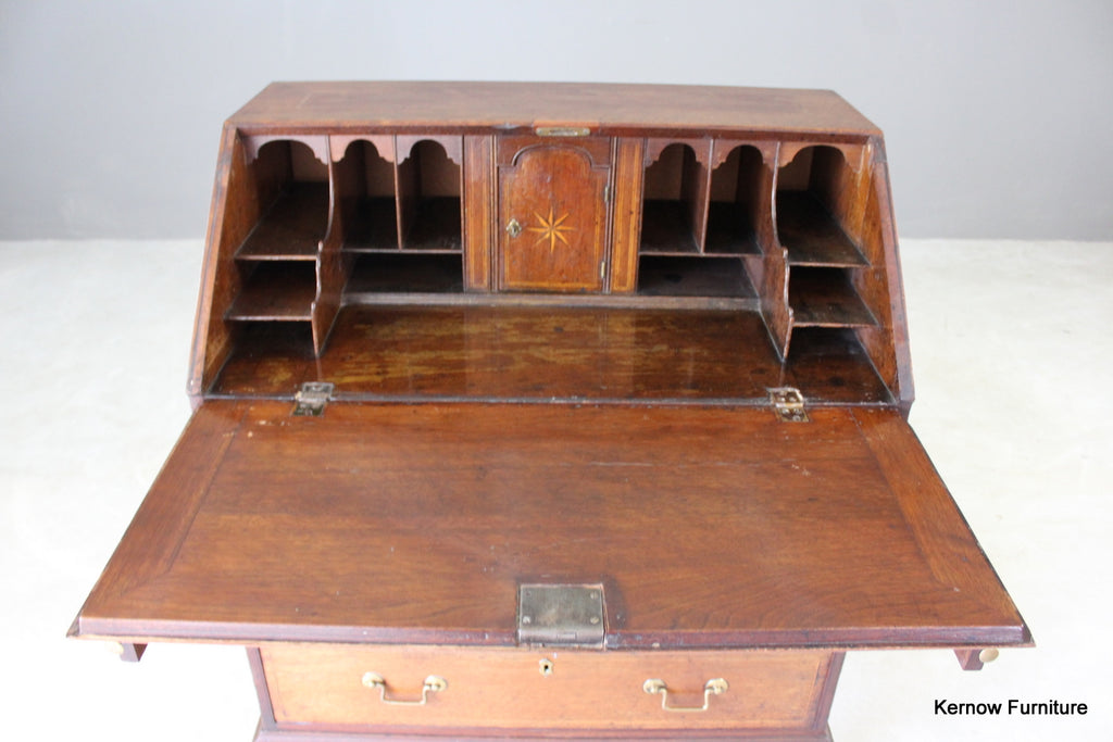 Antique Oak Writing Bureau - Kernow Furniture