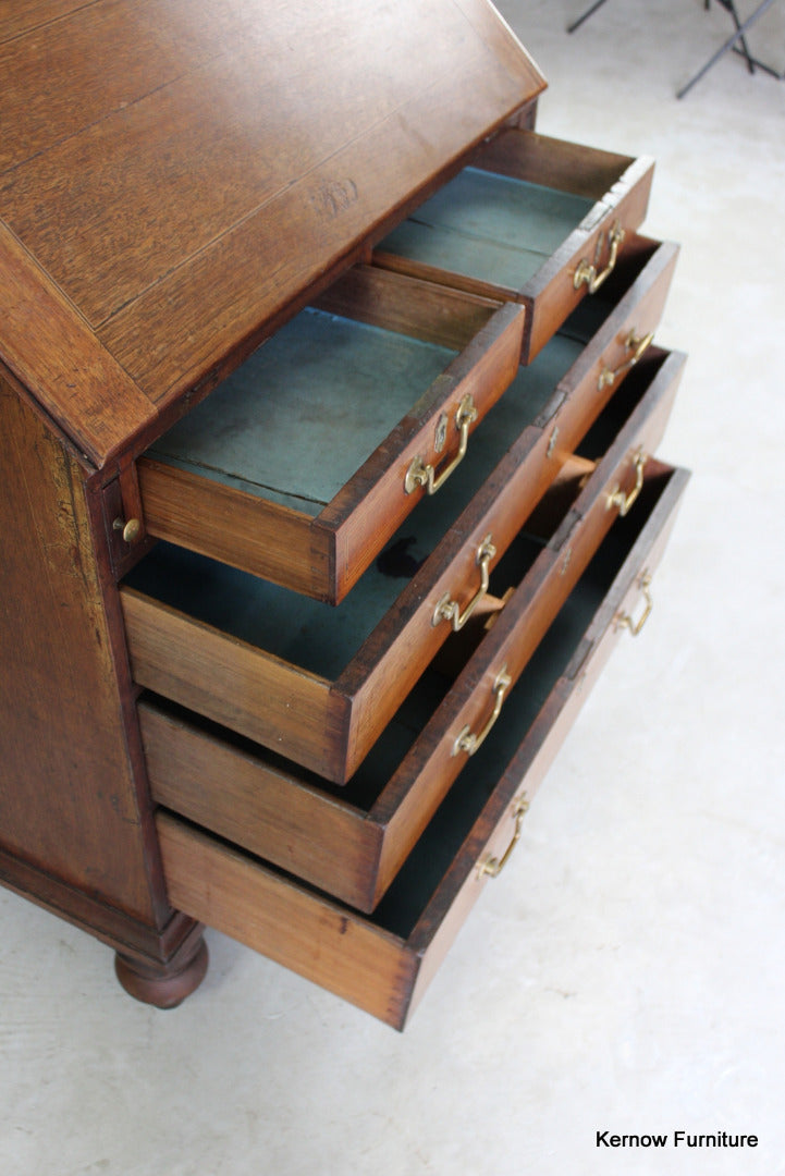 Antique Oak Writing Bureau - Kernow Furniture