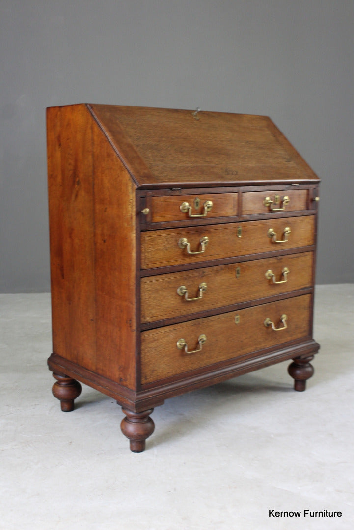 Antique Oak Writing Bureau - Kernow Furniture