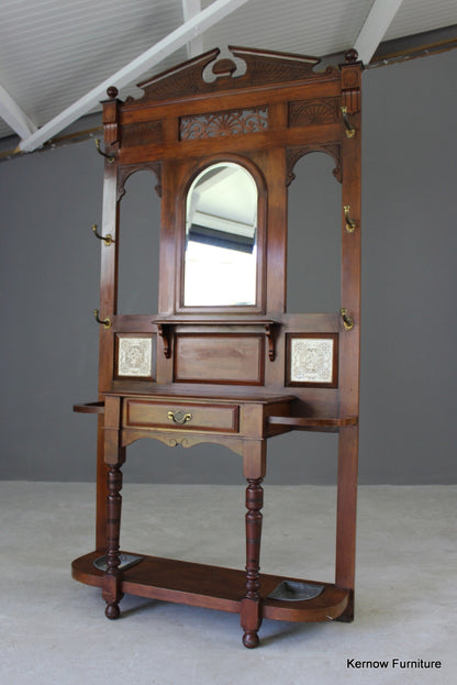 Victorian Walnut Hall Stand - Kernow Furniture