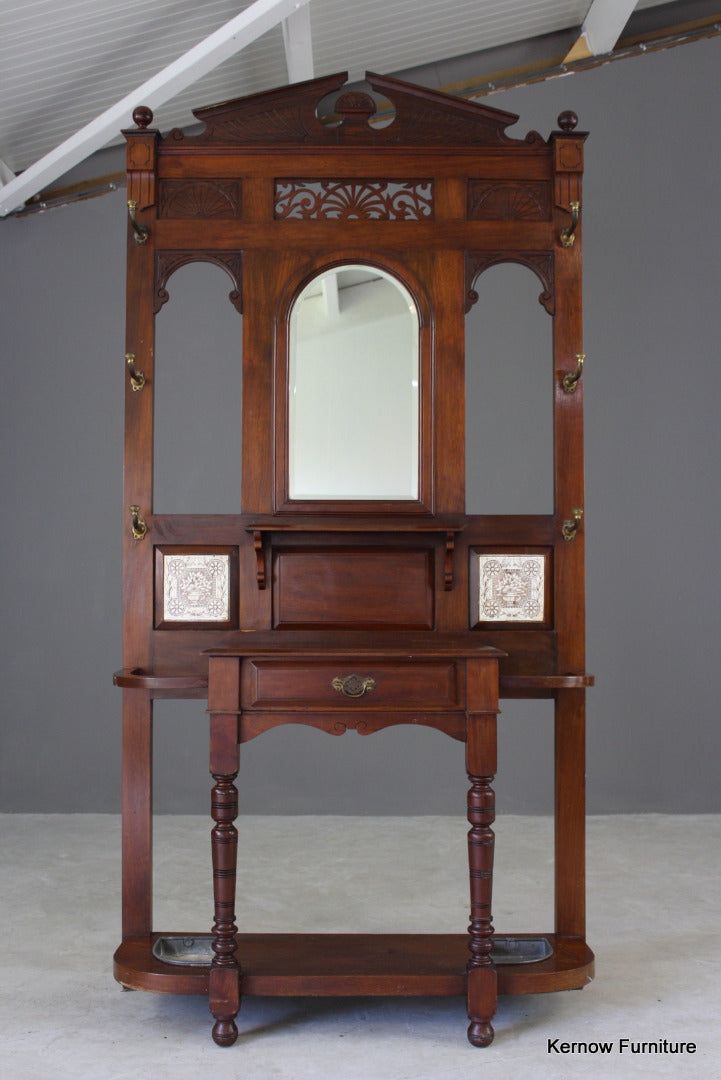 Victorian Walnut Hall Stand - Kernow Furniture