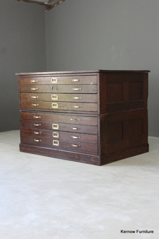 Mahogany Architects Plan Chest - Kernow Furniture