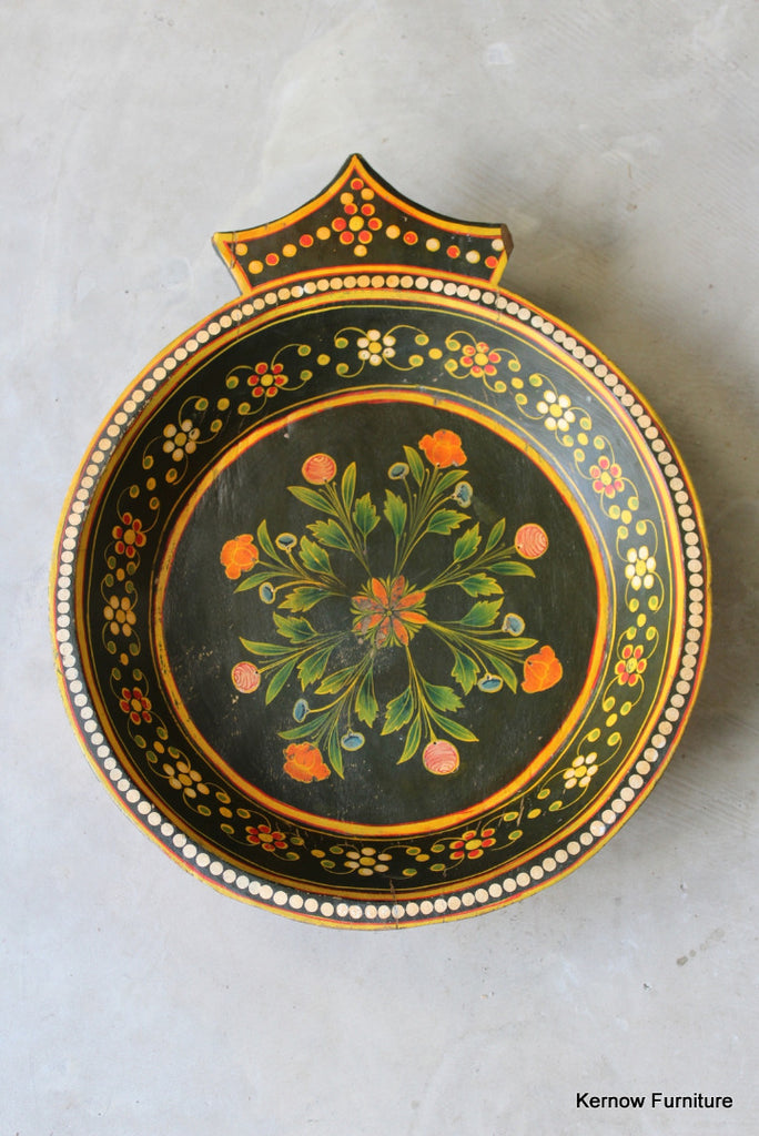 Wooden Folk Art Floral Bowl - Kernow Furniture