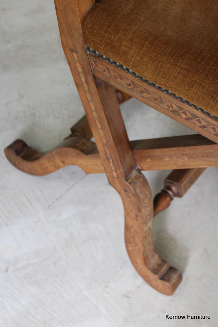 Pair Victorian Inlaid Ecclesiastical Chairs - Kernow Furniture