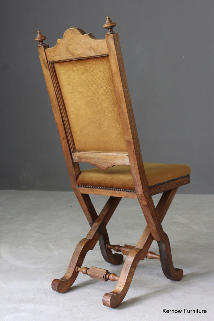 Pair Victorian Inlaid Ecclesiastical Chairs - Kernow Furniture