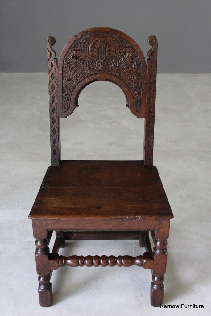 17th Century Style Carved Oak Side Chair - Kernow Furniture