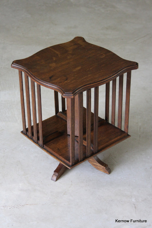 Edwardian Oak Table Top Revolving Bookcase - Kernow Furniture