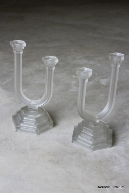 Deco Style Glass Candlesticks - Kernow Furniture