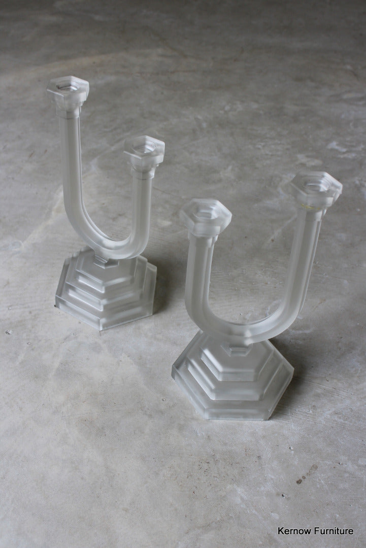 Deco Style Glass Candlesticks - Kernow Furniture