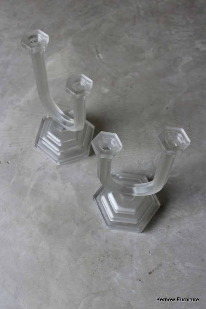 Deco Style Glass Candlesticks - Kernow Furniture