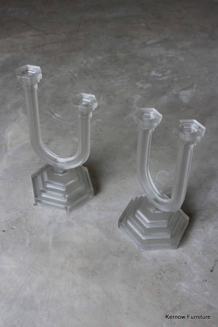 Deco Style Glass Candlesticks - Kernow Furniture