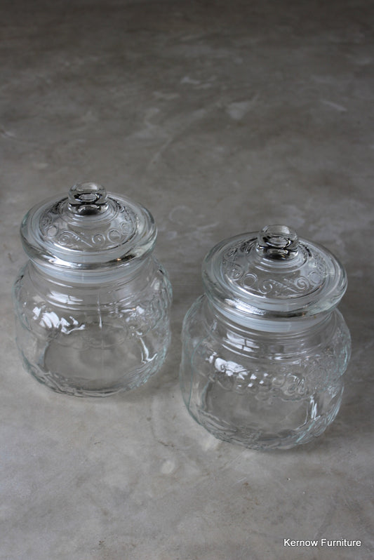Pair Italian Glass Storage Jars - Kernow Furniture