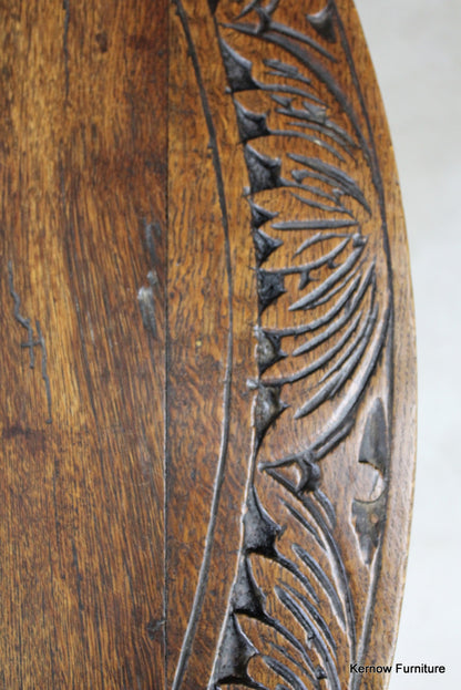 17th / 18th Century Carved Oak Gate Leg Dining Table - Kernow Furniture