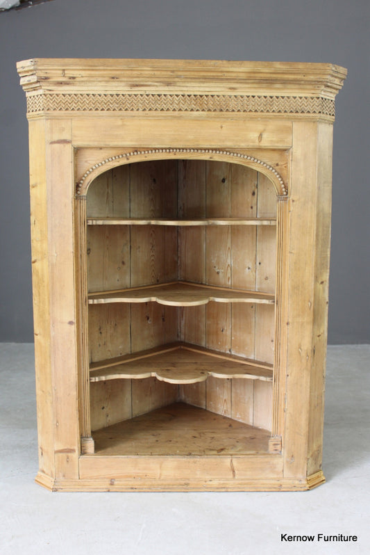 Antique Pine Hanging Corner Cupboard - Kernow Furniture